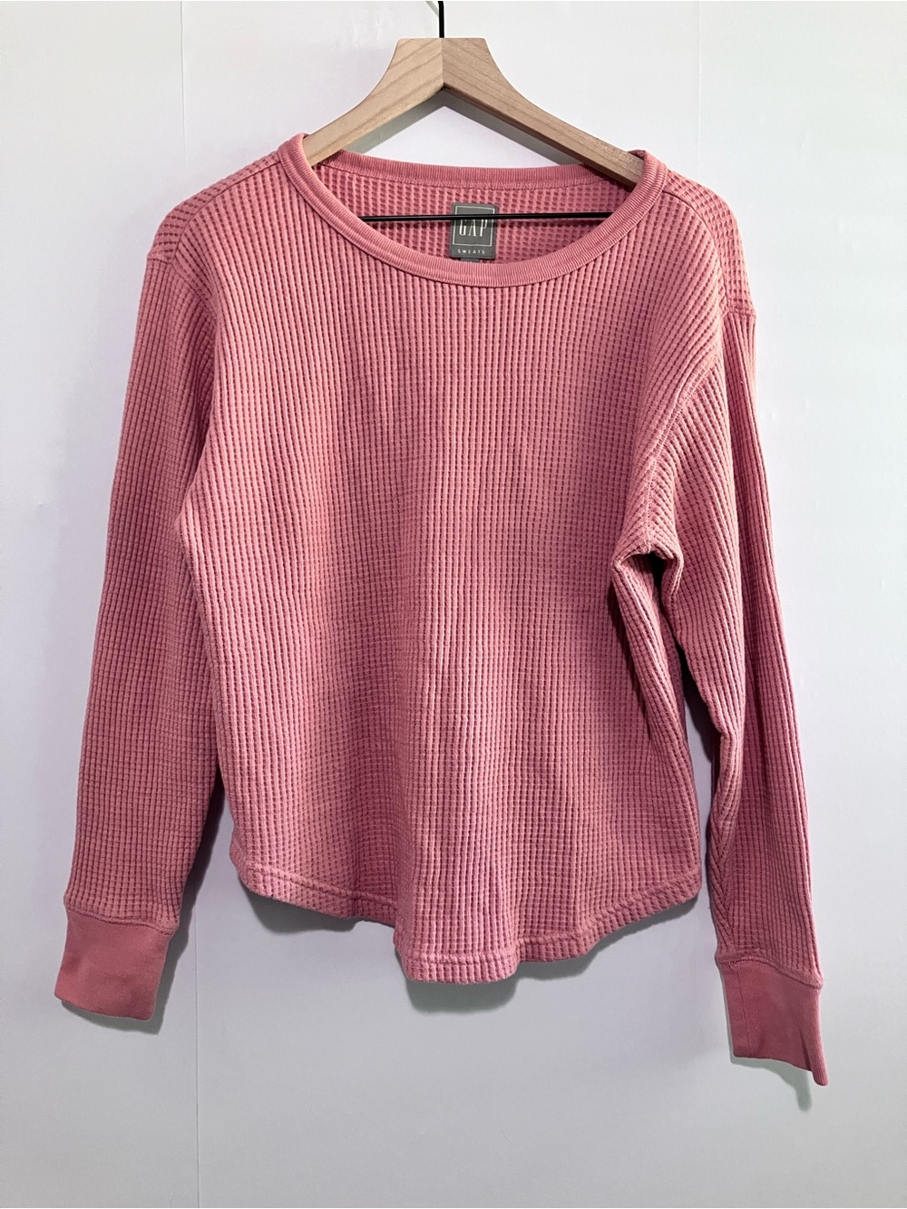 GAP Sweats Pink Thermal Long Sleeve Top Size Small